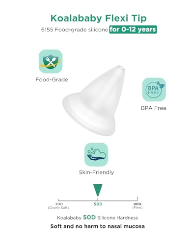 Koalababy Large Flow Electric Nasal Aspirator for Baby, Safe Baby Nose Sucker, Nose Cleaner for Toddlers, 3 Suction Levels, Music & Light Soothing Function, Cloudy Gray