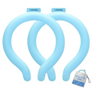 2PCS Neck Cooling Tube with Cold Insulated Bag,Cooling Wrap for Summer,Reusable 18â/64â Ice Neck Ring Wearable Body Cooling Products for Heat Outdoor Sports(Blue*2)