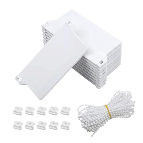 YZROHYI 10 Piezas Contrapesos Cortinas Verticales 127 mm,Pesos para Cortinas Verticales,Contrapeso Persiana Vertical PláStico,Accesorios Cortinas de Lamas Verticales con Cadena y Conector-Blanco