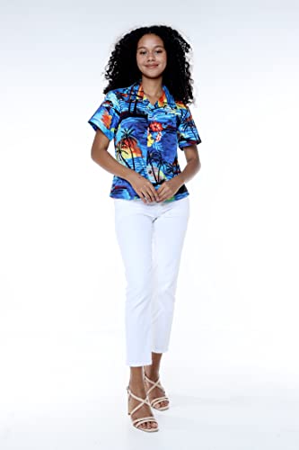 Image of Hawaii Hangover Family Matching Hawaiian Clothes, Sunset Blue | Family matching Hawaiian outfits, Sunset Blue, 100% cotton, machine washable, tropical floral print, luaus, cruises