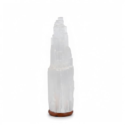 AROMASENSES | Lámpara de Selenita Natural 30 cm Catedral | Luz Ambiental Relajante | Limpieza Energética | Ideal Reiki, Feng Shui, Decoración Esotérica