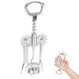 SHINEOFI Wing Korkenzieher Flaschenöffner aus Edelstahl Manueller Weinkorkenzieher und Bieröffner mit Breitem Griff für Haushalt und Party