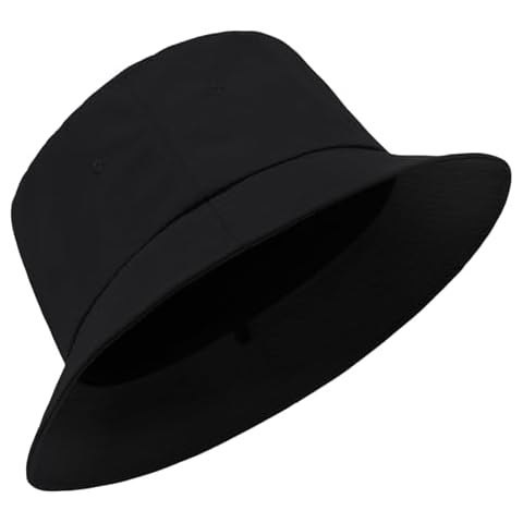 Mwfus Oversize XXL Waterproof Bucket Hat for Women Men Wide Brim Fisherman Hats Big Head Beach Fishing Summer Sun Hat Black Cover
