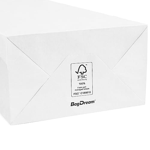 Bagdream Paper Lunch Bags 12Lb 100Pcs Kraft White Paper Bags Bulk, Bread Bags Paper Snack Bags 7X4.5X13.75 Inches Kraft Sack Lunch Bags #TOP4