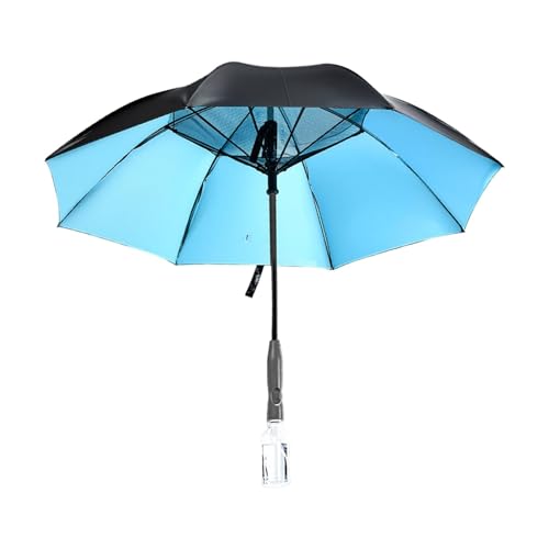 Image of Sun Umbrella with Fan Misting Windproof Portable for Outdoor Golfing Fishing Blue