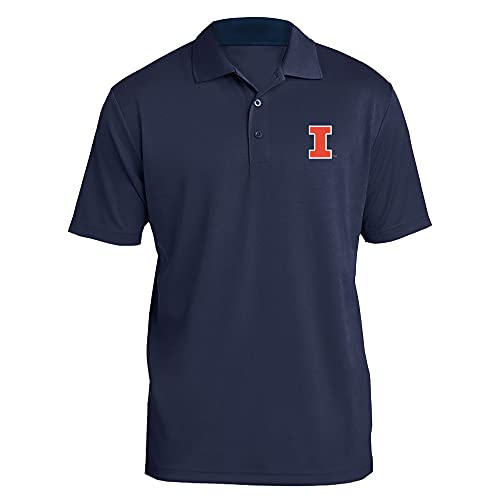 UGP Campus Apparel AP07 - Illinois Fighting Illini Primary Logo LC EMB Polo - Small - Navy
