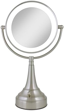 Zadro Lighted Makeup Mirror 10X Magnification LED 11" Dia Makeup Mirror with Lights and Magnification C Battery Operated