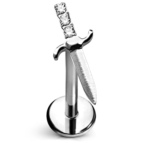 Dagger 2.0 Flat Back Stud – Single Titanium Earring, Push Pin Design for Sensitive Ears — (Single Earring)