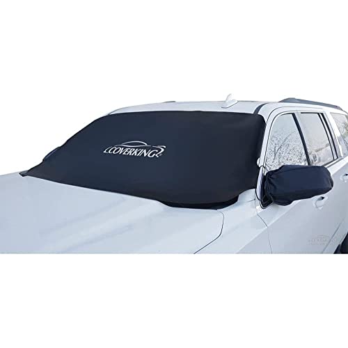 Image of Coverking Custom Fit Windshield Frost Snow Ice Blocker Cover Designed for Select Toyota Tacoma Models: Tarpaulin Vinyl Material, Black