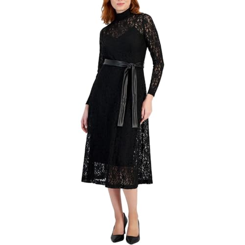 Robe d'affaires décontractée Anne Klein midi à col montant et manches longues