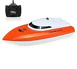 SZJJX RC Boat, 100+ Mins Play Time Remote Control Boats for Lake/Pool/Pond, 2.4 GHz High Speed Outdoor Adventure Electric RC Racing Mini Boats for Adults & Kids-Orange
