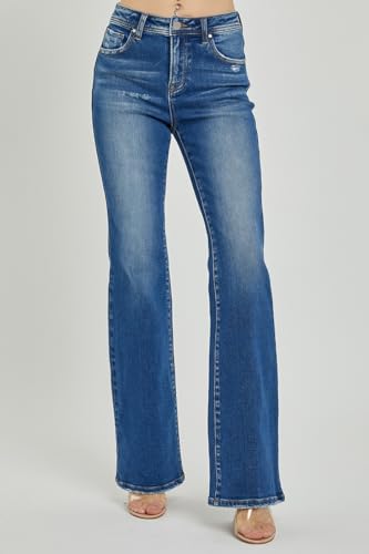SALT TREE Risen Jean - Mid Rise Skinny Bootcut Jeans - RDP5523 Darkblue3