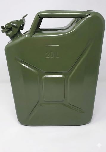 Image of SC Motors Jerry Can, 20 Litres, Metal, Green, Fuel Container with Lockable Airtight Seal PESO Approved