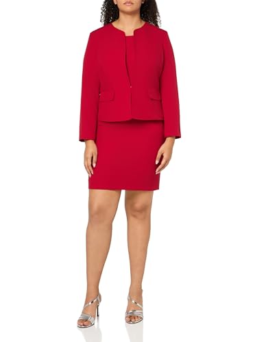 Le Suit Women's Cherry Red Petite Dress Suit - 10P Tailored Jacket & Dress Set