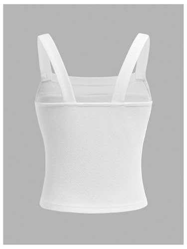 OYOANGLE Girl's Cute Bow Ruched Tank Top Square Neck Sleeveless Fitted Summer Cami Tops2