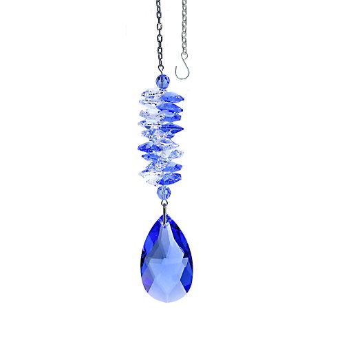 Crystal Suncatcher 5 Inch Ornament Blue Sapphire Almond Prism, Rainbow Maker Spiral Cascade Crystal Suncatcher Made With Swarovski Crystals By Crystalplace #TOP11