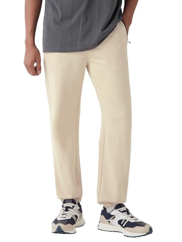 Image of Bewakoof Men's Solid Oversized Fit Cotton Poly Joggers