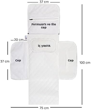 baby'ness Çanta Boy Alt Değiştirme Bakım Seti, Sıvı Geçirmez, Leke Tutmaz, Aydede Desenli, Desenli, Pembe, 70x35cm - Görsel 4