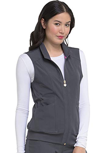 Heartsoul Break On Through Women Scrubs Vest Zip Front Hs500, L, Pewter #TOP5