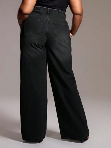 Image of KOTTY Plus Size Women's High Waist Straight Denim Jeans Comfortable Wear for Work Casual Use