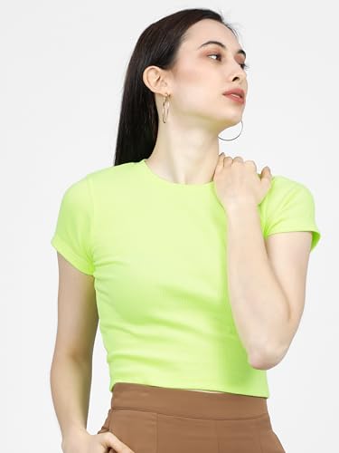 Image of Tokyo Talkies Women's Regular Fit Tshirts | Solid | Short Sleeves |Round Neck | Western Tshirts