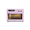 Retro style infrared heating air fryer toaster oven extra large countertop convection oven 10 in 1 combo 6 slice toast enamel baking pan easy clean with recipe book classic pink color  urban country home decor