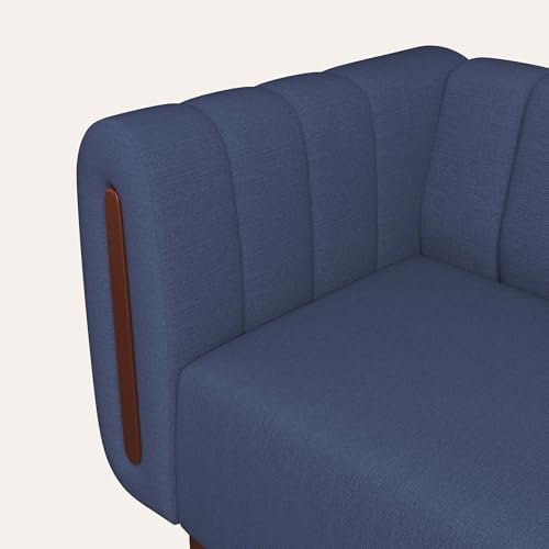Image of Interio by Godrej Paramount L-Shape 3 Seater Left Hand Side Fabric Sofa, 1-Year Warranty, Solid Wood, Ocean Blue
