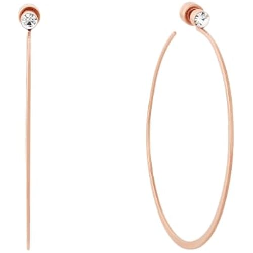 Michael Kors Rose Gold Hoop Earrings for Women; Huggie Earrings for Women; Stainless Steel Earrings; Jewelry for Women