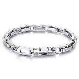 ETEVON Stainless Steel Bike Link Chain Bracelets for Men,7.9" Length Metal Bracelets Mens Jewelry fo