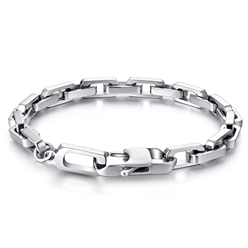 Etevon Stainless Steel Bike Link Chain Bracelets For Men,7.9" Length Metal Bracelets Mens Jewelry For Father's Day Birthday Valentine's Day Christmas, Jewelry Gifts For Men Husband Boyfriend Son Dad #TOP27