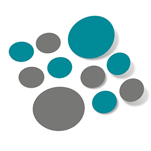 Turquoise/Grey Vinyl Wall Stickers - 2 & 4 inch Circles
