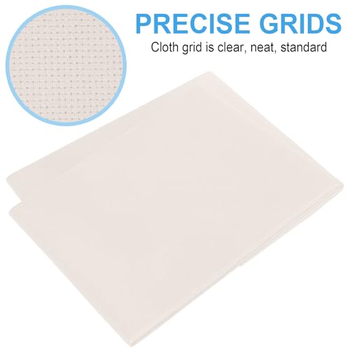 Image of Cross Stitch Fabric 14 Count Aida Cloth 28 x 19 Inch Large Size Classic Reserve Cross Stitch Supplies Embroidery Fabric for Home DIY Craft Decoration Handmade, Light Beige