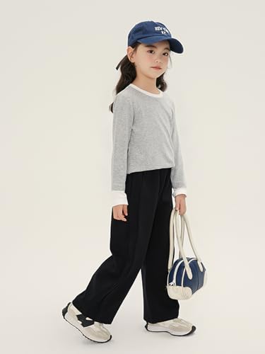 Image of 2026 Premium Girls Long Sleeve T-Shirt, Two-Tone Crew Neck Top with Contrast Cuffs