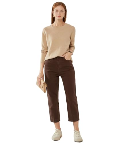Image of 100% Pure Cashmere Crewneck Sweater for Women Long Sleeve Warm Soft Lightweight Knit Pullover