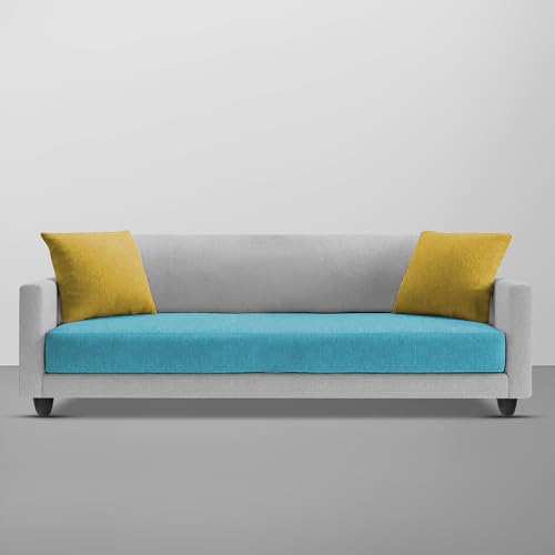 Image of Casaliving Dominic 3 Seater Sofa Set for Living Room (Turquise Grey Fabric) Premium Fabric Sofa