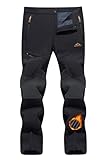TACVASEN Men Ski Pants Fleece Lined Water Resistant Insulated Snow Pants Men Windproof Snowboard Hiking Winter Working Outdoor Black 36
