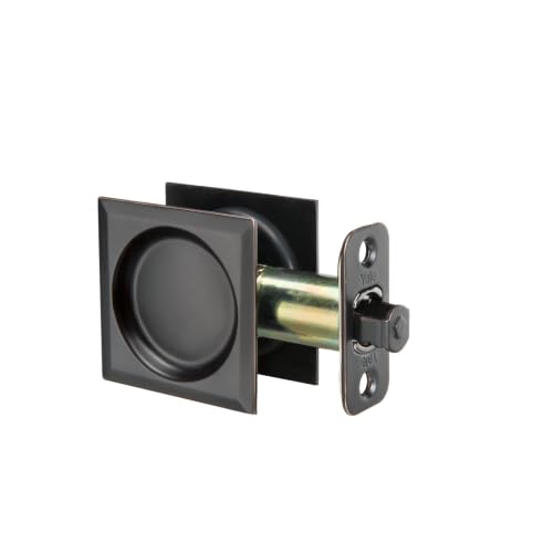 Cerradura para puerta corrediza Yale Square Passage - Herrajes en bronce aceitado para puerta corrediza, estilo cuadrado moderno, ideal para pasillos y puertas de clóset miniatura 1