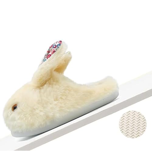 Women Cute Bunny Slippers Plush Rabbit Fuzzy Slippers, Soft 𝐅𝗹𝐮𝗳𝗳𝘆 Animal Winter Warm Indoor House Shoes2