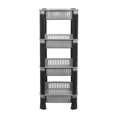 Image of KITCHIVO Multipurpose Storage Organizer Slim Rack Shelf with Wheels for Living Room, Office, Bedroom, Bathroom, Kids Room, Kitchen Trolley (Grey, 4 Layer)