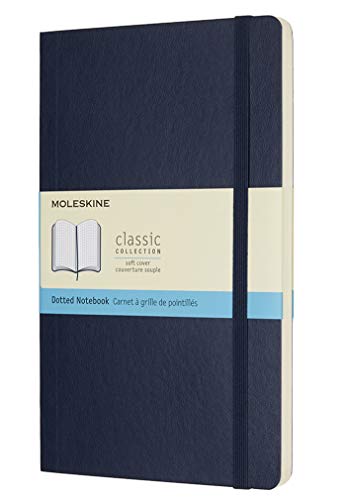 Moleskine Classic Notebook, Soft Cover, Large (5' x 8.25') Dotted, Sapphire Blue, 192 pages