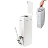 Generico Papelera de baño con tapa para ahorrar espacio con escobillero de...
