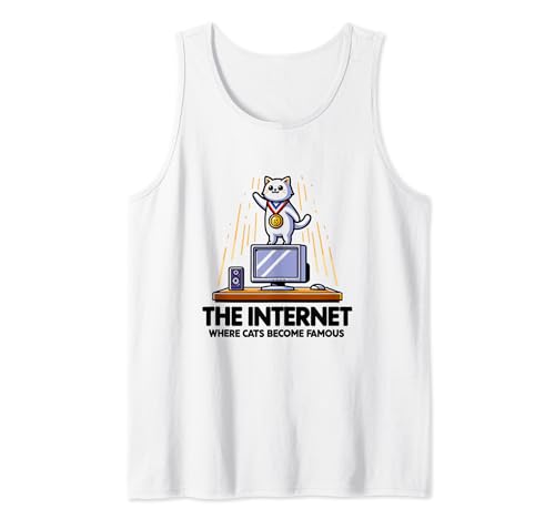 Internet donde los gatos se vuelven famosos en línea Web Geek Camiseta sin Mangas