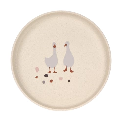 LÄSSIG Plato infantil Kids Plate Vajilla para niños sin BPA, para lavavajillas y microondas/Plate PP/Cellulose Tiny Farmer Goose