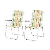 Outvita Webbed Lawn Chairs Set of 2, Foldable Metal Patio Chairs Stable Steel Outdoor Chair for Camping, Fishing, Beach, Poolside, Backyard and BBQ