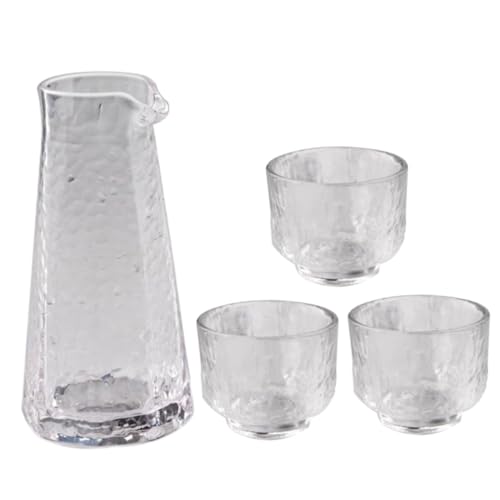 HOMOBABE 日式清酒壺 ガラス製透明酒器 壺杯 和風デザイン 美しい酒グラス 家用バー向け 贈答用に