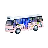 mophrati Stadtbus Spielzeug, internationaler Bus mit Geräuschen und Lichtern, Geschenk für Jungen und Mädchen, rosa, Rosa, 15 x 5.2 x 6.5 cm