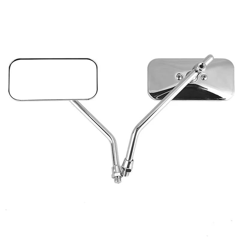 Rétroviseurs Moto Pour Ducati 8/10mm Rétroviseur De Moto Rétro Carré En Métal Convexe Universel Miroirs De Guidon Moto(Chrome)