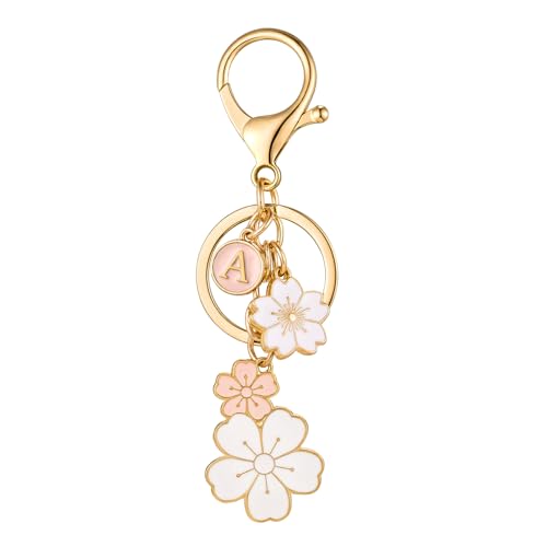 SELOVO Initial A Key Chain Pink letter Keychain for Girls Women