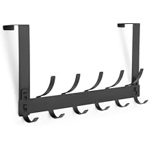 Optish Over The Door Hooks - Black, Fits 1-3/4" Thick Door, Hanger for Clothes & Towels