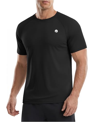 Image of PINSPARK Workout Shirts for Men UPF 50+ Quick Dry Athletic Gym Tee Shirts Mens Short Sleeve Running Cooling Swimming T-Shirt
